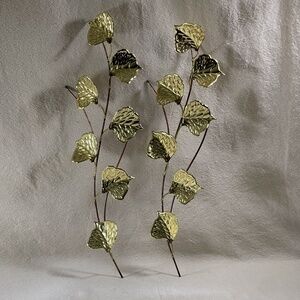 Vntg 80s 3D‎ Metal Wall Hanging Art Gold Copper Leaves Homco Grandma Core